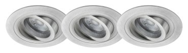 MODÈLE D’EXPOSITION - Energetic Brindisi - set de 3 - 6,7W LED dimmable inclus - Ø 92 mm, Ø 78 mm à encastrer - aluminium brossé