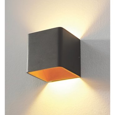 Artdelight Fulda - applique murale - 10 x 10 x 10 cm - 6W LED dimmable inclus - noir et or