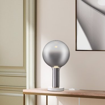 Nova Luce Nostos - lampe de table - Ø 20 x 35 cm - 3W dimmable LED inclus - verre fumé et or