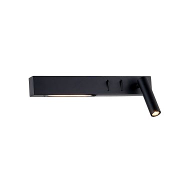 VK Lighting Bar - applique murale avec liseuse à droite - 30 x 17 x 5 cm - 3W + 6W LED inclus - noir