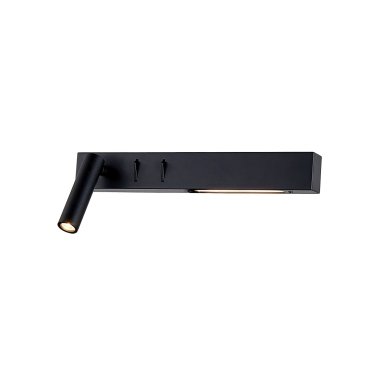 VK Lighting Bar - applique murale avec liseuse à gauche - 30 x 17 x 5 cm - 3W + 6W LED inclus - noir