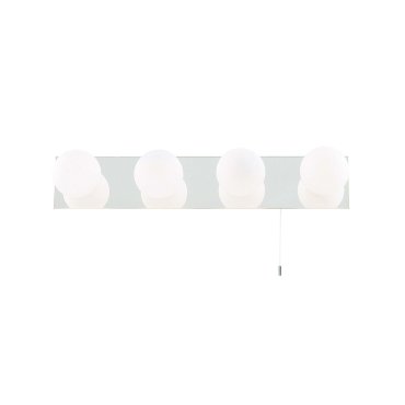 Searchlight Global - lampe miroir avec interrupteur à tirette - 44 x 8 x 11 cm - 4 x 2,5W LED incl. - IP44 - blanc et opale