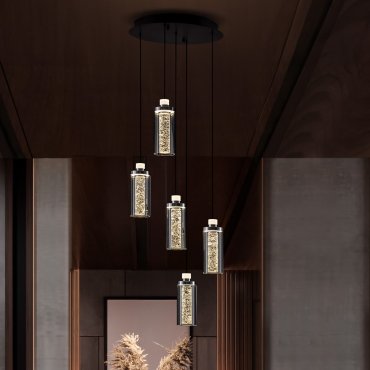 Nova Luce Lune - lampe suspendue - Ø 38 x 190 cm - 38W dimmable LED inclus - noir sable et chrome