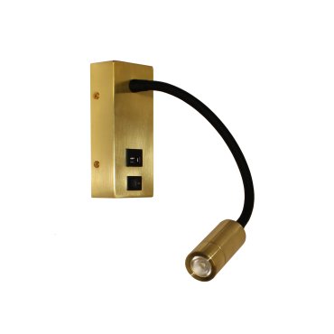 Artdelight Easy - applique murale avec interrupteur et port USB - 6 x 32 x 14 cm - 3W LED inclus - or mat