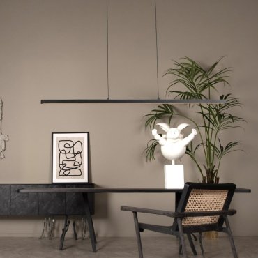 Lucide Sigma - lampe suspendue - 147,7 x 8,2 x 150 cm - 36W LED dimmable inclus - noir