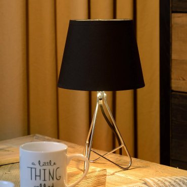 Lucide Gitta - lampe à poser - Ø 17 x 30cm - noir, chrome