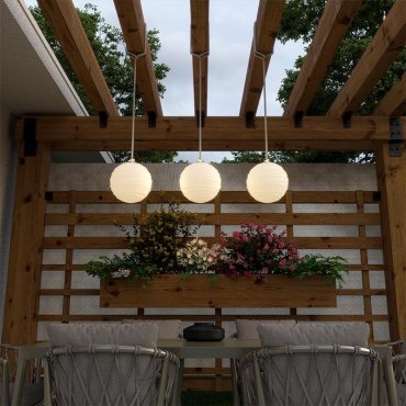 New Garden Sora - lampe suspendue rechargeable avec télécommande - Ø 24,4 cm - LED inclus - IP65 - gris - RGB + couleur de lumière blanche