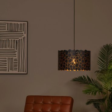 Lucide Almelo - lampe suspendue - Ø 40 x 155 cm - noir
