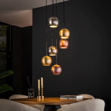 Vico Bols 6L - lampe suspendue - Ø 40 x 150 cm - mélange nickel mat