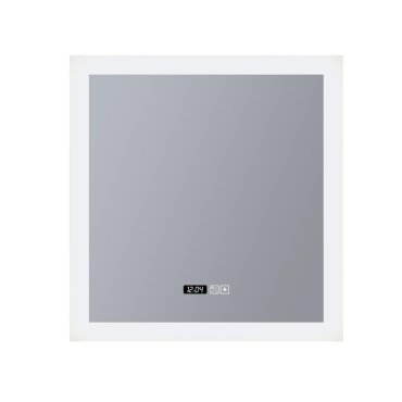 Searchlight - miroir lumineux avec éclairage et horloge digitale - 60 x 60 cm - 38W LED dimmable inclus - IP44 - blanc
