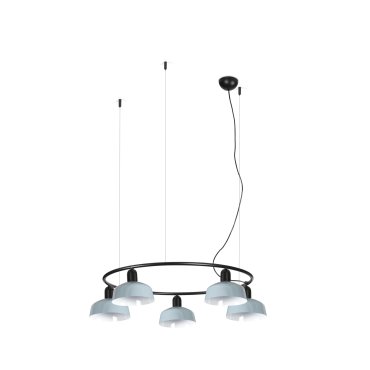 Faro Tatawin S - suspension - Ø 90 x 100 x 210 cm - noir satiné et bleu grisâtre brillant