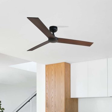 Faro Rudder L - ventilateur de plafond - Ø 132 cm - noir mat et noyer