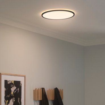 Nordlux Oja 42 - plafonnier - Ø 42,4 x 2,3 cm - 24W dimmable LED inclus (3000K/4000K) - IP54 - noir