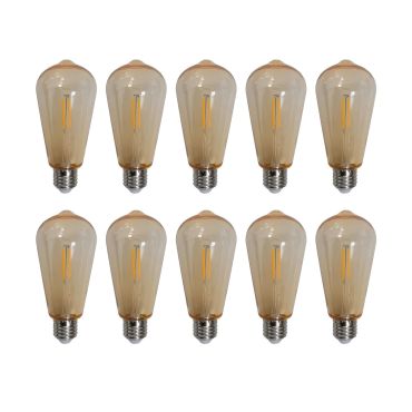 New Garden ST64 LED  - Ø 6,3 x 14 cm - E27 - lot de 10 ampoules LED - 1,5W non dimmable - 1800K - ambre