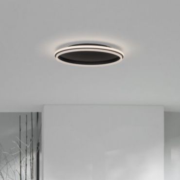 Nova Luce Willow - plafonnier - Ø 60 x 6 cm - 52W LED incus - noir sable