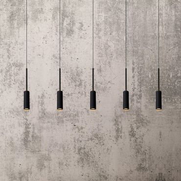 Lucide Tubule - lampe suspendue 5L - 101 x 8 x 169 cm - 5 x 7W LED inclus - noir