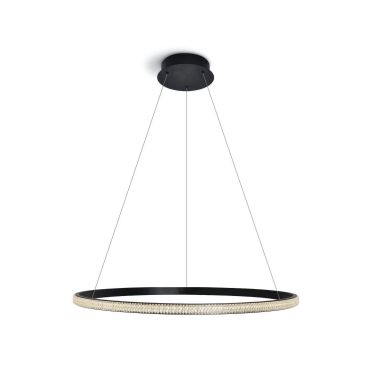 ONE Light Crystal Swirl - lampe suspendue - Ø 62 x 120 cm - 20W LED inclus - noir