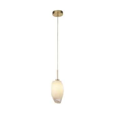 Searchlight Rocky - lampe suspendue - Ø 11 x 120 cm - laiton satiné et blanc