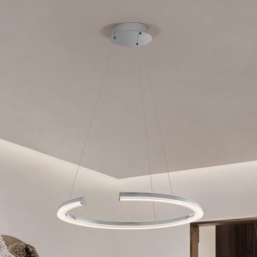 Nova Luce Elmo - lampe suspendue - Ø 64 x 125 cm - 48W dimmable LED inclus - acier inoxydable chromé