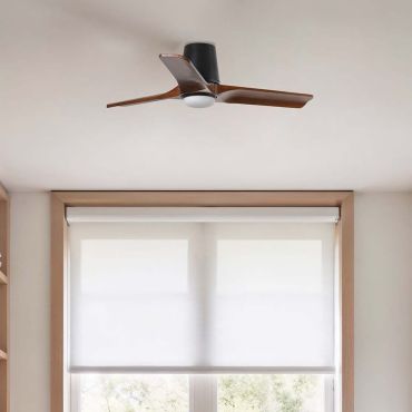 Faro Heywood Tub S - ventilateur de plafond avec lumière - Ø 90 cm - noir mat et noyer