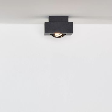 Lucide Xirax - spot en saillie 1L - 14 x 14 x 8,8 cm - 5W LED dimmable inclus - dim to warm - noir