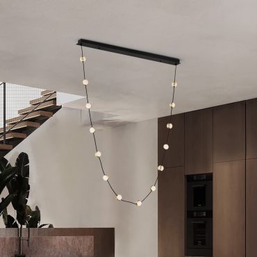 Nova Luce Alcinoe - lampe suspendue - 10 x 160 x 127 cm - 46W dimmable LED inclus - noir mat et or