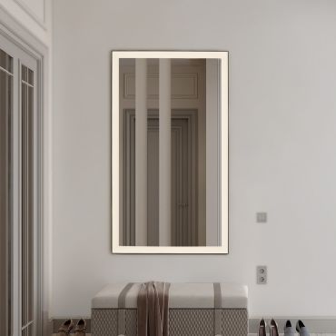 Nova Luce Deca - miroir avec éclairage - 70 x 120 x 3,5 cm - 36W LED inclus - IP44 - noir sablé et blanc