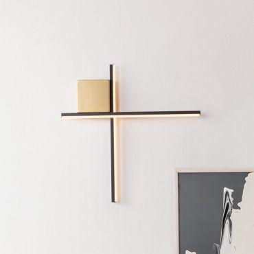 Nova Luce Cross - applique murale - 50 x 50 x 4 cm - 15W LED inclus - or brossé et noir sablé