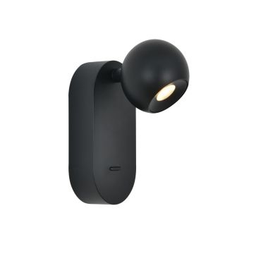 VK Lighting Aira - applique murale - Ø 6,5 x 13 cm - 5,6W LED inclus - noir