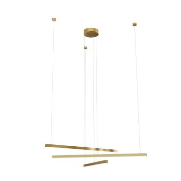 Maxlight Trio - lampe suspendue - 100 x 3,6 x 150 cm - 3 x 12W LED dimmable inclus - or brossé
