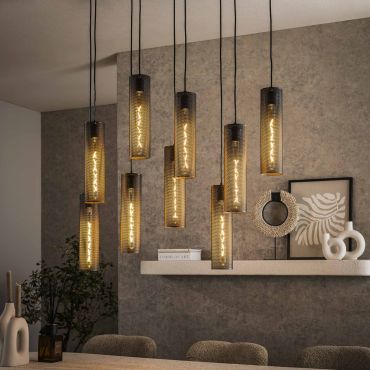 Vico Tube Mesh - lampe suspendue - 100 x 30 x 150 cm - noir