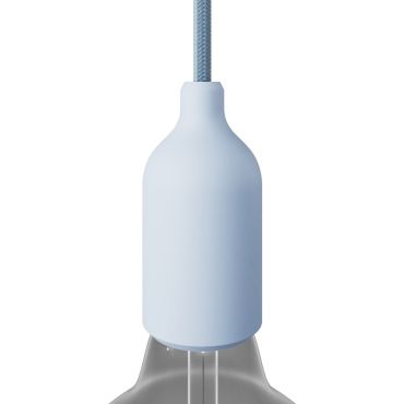 Creative Cables - Douille E27 en silicone avec serre-câble caché - Ø 4,4 x 9,2 cm - bleu clair
