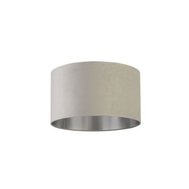 Searchlight Drum Shade - abat-jour - Ø 45 x 26 cm - gris clair et argent brossé