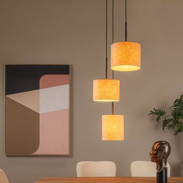 MODÈLE D’EXPOSITION - Lucide Maya - lampe suspendue 3L - Ø 46 x 177 cm - beige