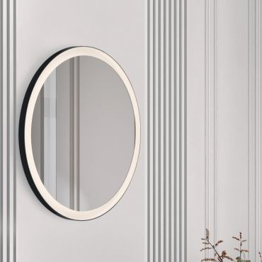 Nova Luce Ural - miroir avec éclairage - Ø 80 x 3,5 cm - 29W LED inclus - IP44 - noir sablé et blanc