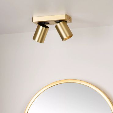 Lucide Nigel - spot en saillie - 20 x 10 x 11,5 cm - 2 x 5W LED dimmable inclus - dim to warm - matt gold