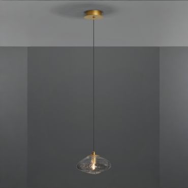 Nova Luce King - lampe suspendue - Ø 16 x 200 cm - or et transparent