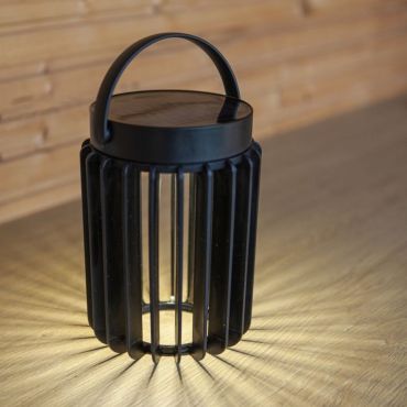 Lutec Kozy - lampe de table solaire pour l'extérieur - Ø 13,7 x 18,6 cm - 2,8W LED inclus - IP44 - noir