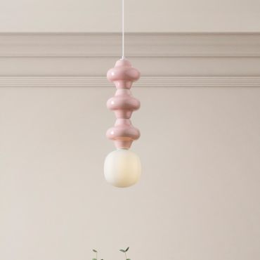 Nova Luce Clio - lampe suspendue - Ø 18 x 240 cm - rose et verre opale