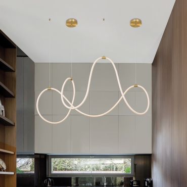 Nova Luce Cerelia - lampe suspendue - 150 x 60 x 120 cm - 57W dimmable LED inclus - laiton doré et blanc