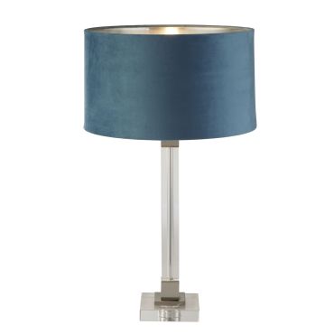 Searchlight Scarborough - lampe à poser - Ø 38 x 67 cm - nickel satiné, argent et bleu-vert