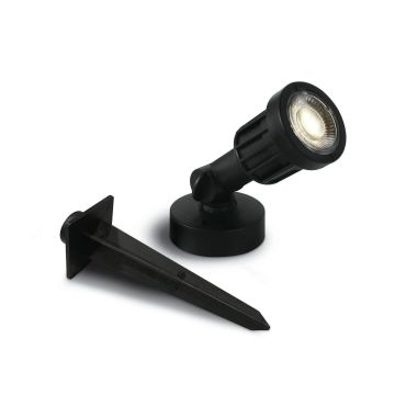 ONE Light LED Garden Spots - spot de sol sur piquet - Ø 5,5 x 15 cm - 5W LED inclus - IP65 - noir - couleur de lumière blanc chaud