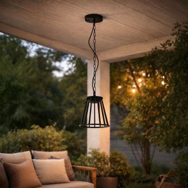 Nova Luce Carina - suspension extérieure - Ø 18 x 150 cm - 6W LED inclus - IP65 - noir sablé