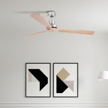 Faro Lantau XL - ventilateur de plafond - Ø 168 cm - nickel mat et pin