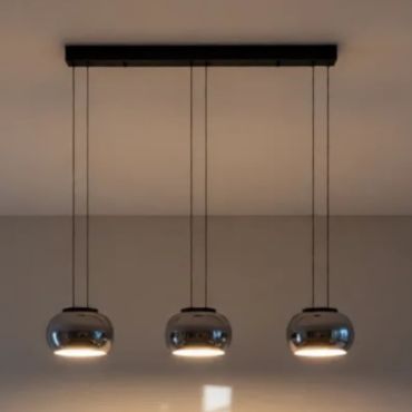 Nova Luce Bios - lampe suspendue - 82 x 167 x 18 cm - 25W dimmable LED inclus - noir mat et gris fumé