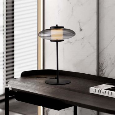 Nova Luce Ballet - lampe de table - Ø 26 x 40 cm - 8W dimmable LED inclus - noir sablé et gris fumé