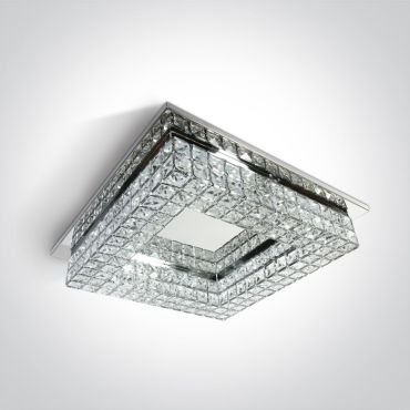 ONE Light Glass Stone Series - plafonnier - 42 x 42 x 10,5 cm - 24W LED inclus - chrome