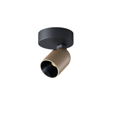 Artdelight Houston - spot en saillie 1 lumière - Ø 10 x 12,5 cm - 8W LED dimmable inclus - noir et champagne