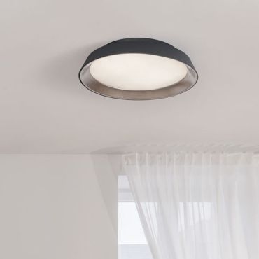 Nova Luce Vela - plafonnier - Ø 45 x 9,5 cm - LED 30W dimmable incluse - noir sable et café