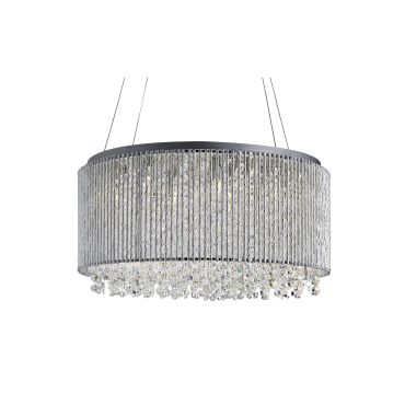 Searchlight Beatty - lampe suspendue - Ø 41 x 142 cm - chrome et transparent